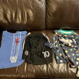 Crew cuts pajama Marvel Spider-Man Blue Graphic Tee and black shirt boy bundle.